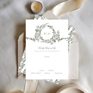Utandningsmonogram Sage Grönt Elegant Ram Bröllop OSA Kort