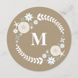 Utandningssår för persikor Dollar Runda Monogram B Inbjudningar