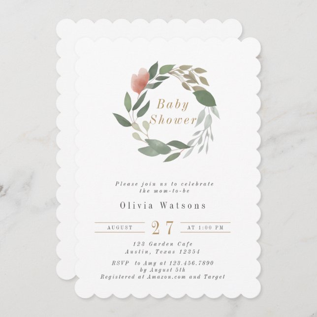 Utandningsskugga för Blommigt av vattenfärg i mode Inbjudningar (Fram/baksida)