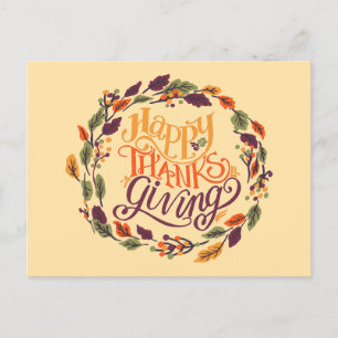 Utandningstypografi för happy thanksgiving Höst lö Helg Vykort