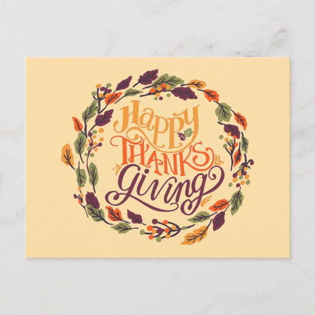 Utandningstypografi för happy thanksgiving Höst lö Helg Vykort (Framsida)
