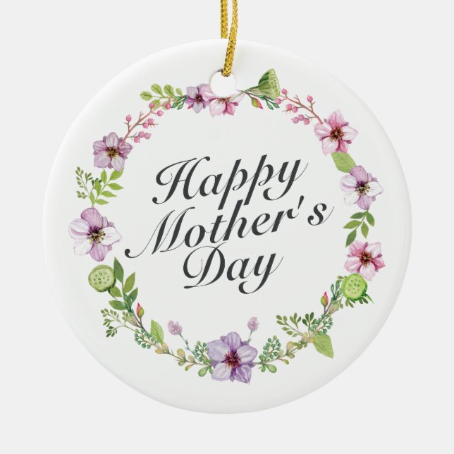 Utandningsutsmyckning vid Lycklig Mors dag Blommig Julgransprydnad Keramik (Framsidan)