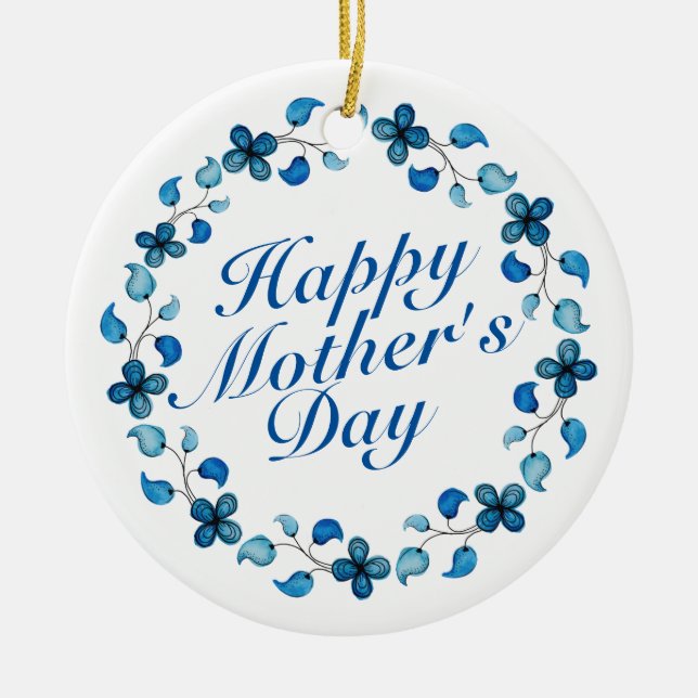 Utandningsutsmyckning vid Lycklig Mors dag Blommig Julgransprydnad Keramik (Framsidan)