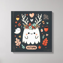 Utandningsvägg för Cute Boho Autumn Ghost Decal Canvastryck