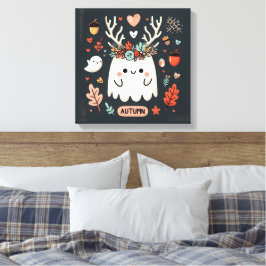Utandningsvägg för Cute Boho Autumn Ghost Decal Canvastryck