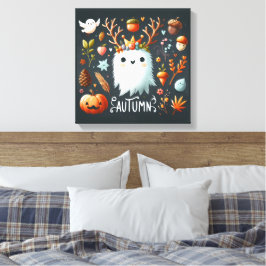 Utandningsvägg för Cute Boho Autumn Ghost Decal Canvastryck