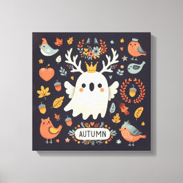 Utandningsvägg för Cute Boho Autumn Ghost Decal Canvastryck
