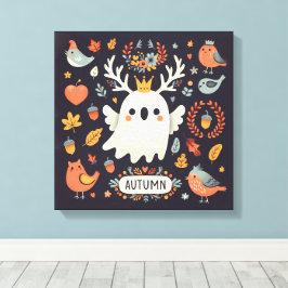 Utandningsvägg för Cute Boho Autumn Ghost Decal Canvastryck