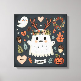 Utandningsvägg för Cute Boho Autumn Ghost Decal Canvastryck