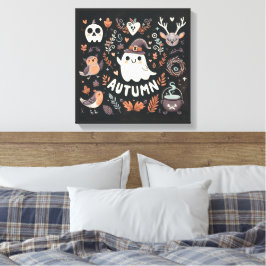 Utandningsvägg för Cute Boho Autumn Ghost Decal Canvastryck