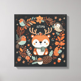 Utandningsvägg för Cute Boho Autumn Hjort Decal Canvastryck