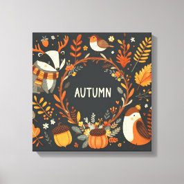 Utandningsvägg för Cute Boho Autumn Hjort Decal Canvastryck
