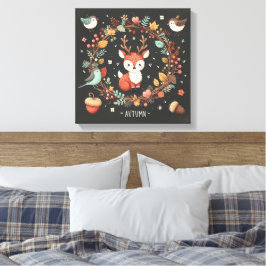 Utandningsvägg för Cute Boho Autumn Hjort Decal Canvastryck