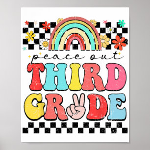 Utanför 3:e Klass Retro Groovy Lycklig förra skold Poster