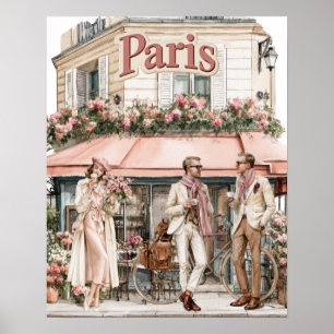 Utanför café i Paris Poster