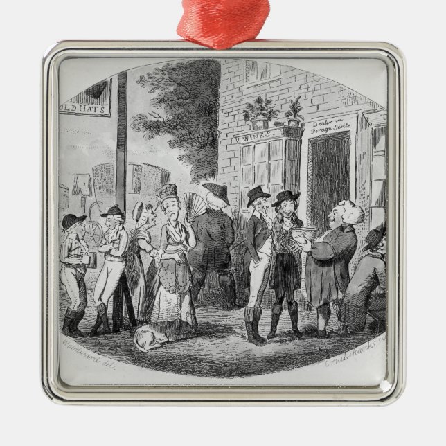 Utanför den gammala hattkrogen julgransprydnad metall (Framsidan)