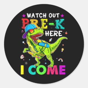 Utanför förkl. här Kom Dinosaurs Back to school Ki Runt Klistermärke