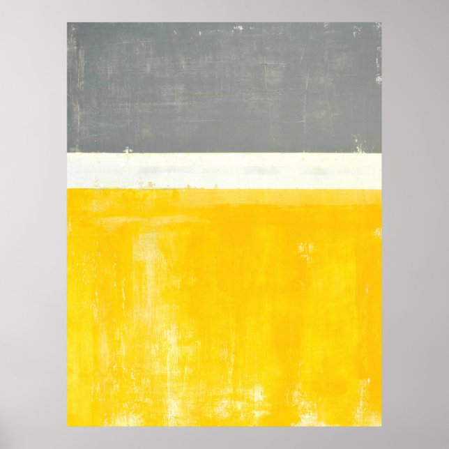 "Utanför" Grått och Gult Abstrakt Art Poster (Framsidan)
