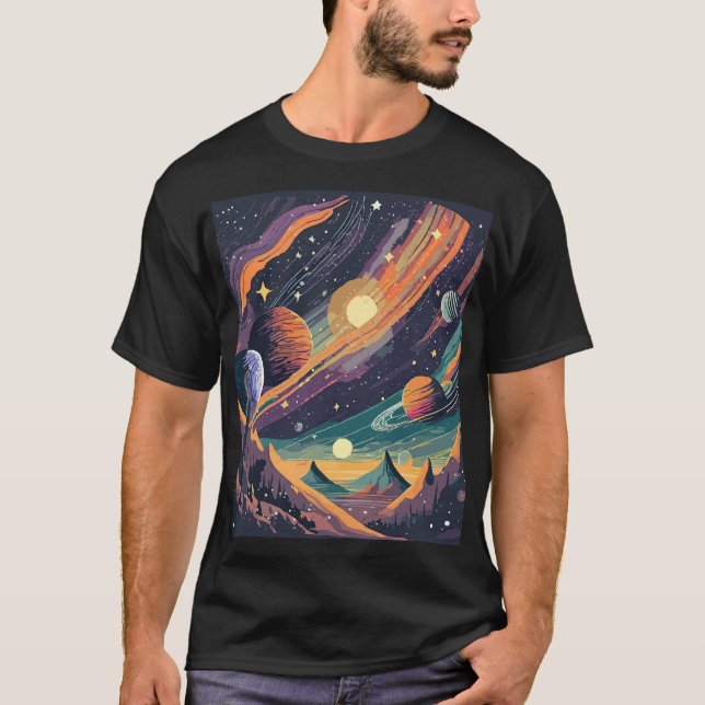 Utanför horisonten: Utforskade rymdlandskap T Shirt (Framsida)