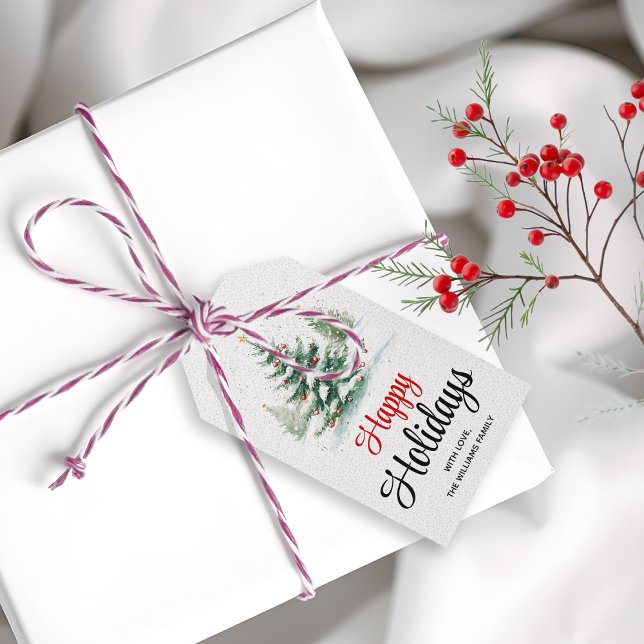 Utanför Julgran Glad helg Presentetikett (Skapare uppladdad)