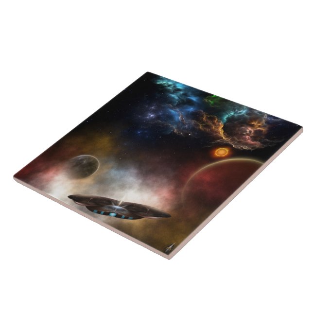 Utanför rymd- och tidskorgskonst kakelplatta (Sidan)