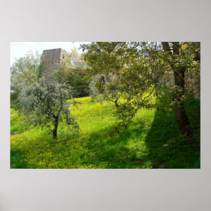 Utanför San Gimignano-murar Poster