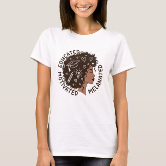 Utbildad Motiverad Melanerad Svart Kvinna Afro T Shirt