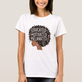 Utbildad Motiverad Melanerad Svart Kvinna Afro T Shirt