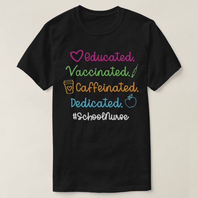 Utbildad vaccinerad, avdikterad, vaccinerad skolny t shirt (Design framsida)