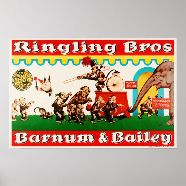 Utbildade Circus Ringling Bros Barnum Baileys Poster (Framsidan)