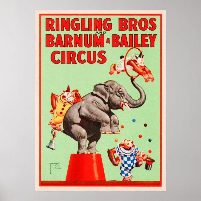 UTBILDADE DJUR Ringling Bros Barnum Bailey Circus Poster (Framsidan)