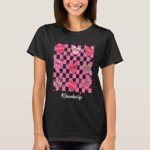Utbildare Hearts Teach Kärlek Inspire Womens Valen T Shirt