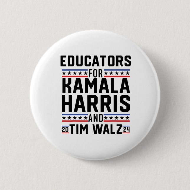 Utbildare till Kamala Harris och Tim Wheimer 2024 Knapp (Framsida)