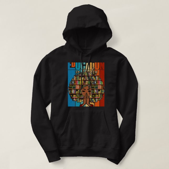 Utbildning är Freedom Black Girl Magyfts Svart Hoodie (Design framsida)