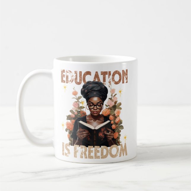 Utbildning är Freedom Teacher Bokar Black History Kaffemugg (Vänster)