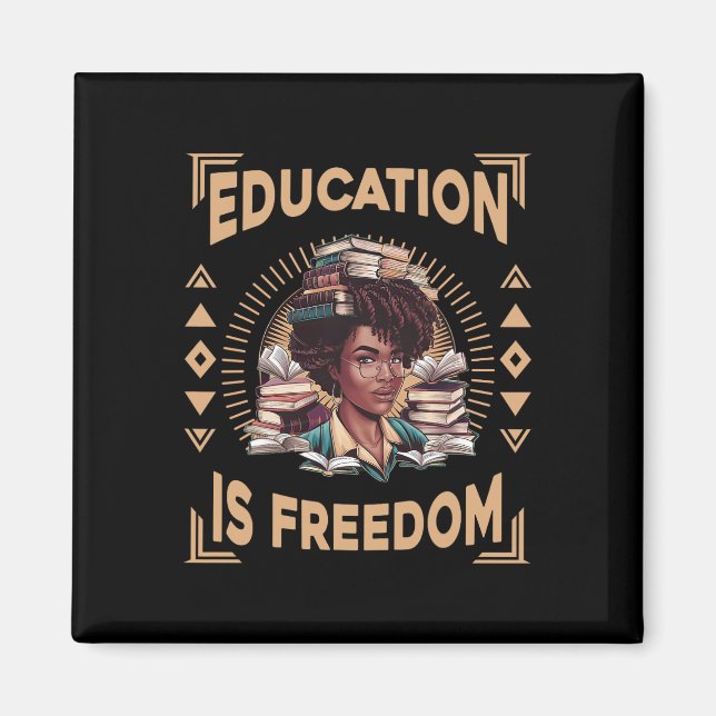 Utbildning Är Frihet Afroamerikansk Svart Histor Magnet (Framsidan)