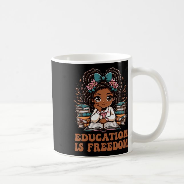 Utbildning Är Frihet Bokläser Svart Historisk Måna Kaffemugg (Höger)