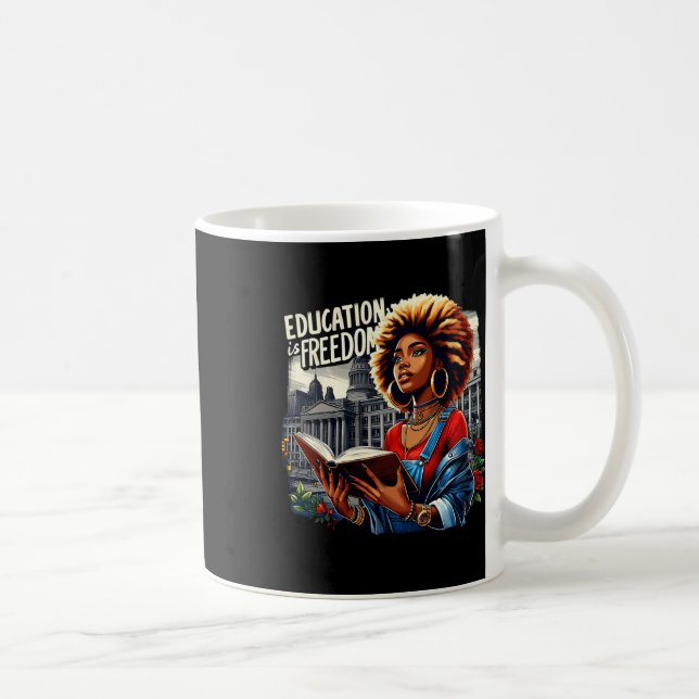 Utbildning Är Frihet Svart Lärare Böcker Svart Han Kaffemugg (Höger)