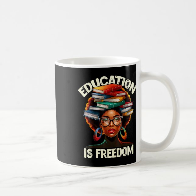 Utbildning Är Frihet Svart Lärare Böcker Svart Han Kaffemugg (Höger)