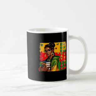 Utbildning Är Frihet Svart Lärare Böcker Svart Han Kaffemugg