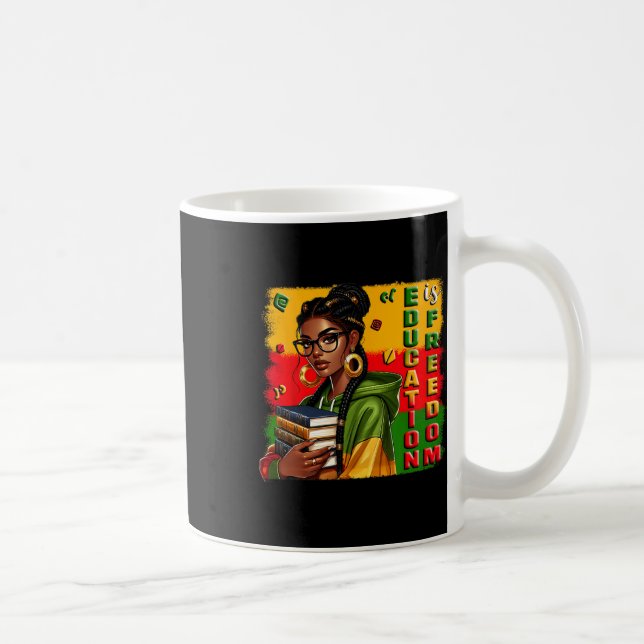Utbildning Är Frihet Svart Lärare Böcker Svart Han Kaffemugg (Höger)