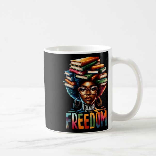 Utbildning Är Frihet Svart Lärare Böcker Svart Han Kaffemugg (Höger)