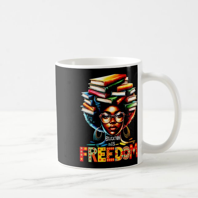 Utbildning Är Frihet Svart Lärare Böcker Svart Han Kaffemugg (Höger)