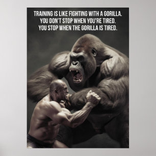 Utbildning är ljusbekämpning mot en Gorilla - arbe Poster