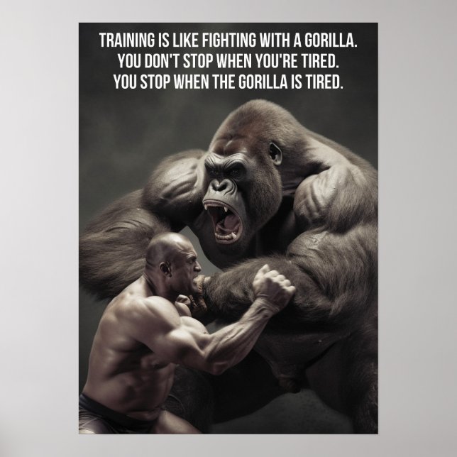 Utbildning är ljusbekämpning mot en Gorilla - arbe Poster (Framsidan)