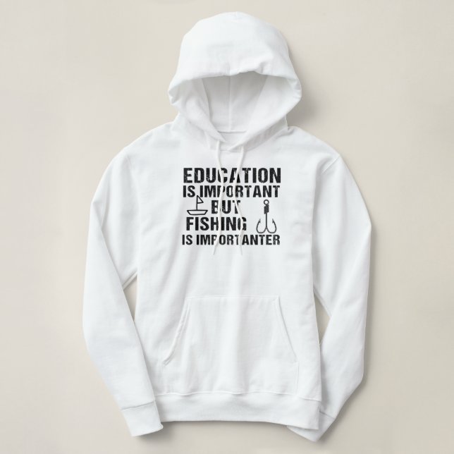Utbildning är viktigt, men fiske är viktigt t shirt (Design framsida)