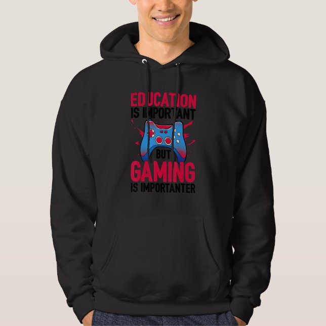 Utbildning är viktigt, men spel är viktigt V Hoodie (Framsida)