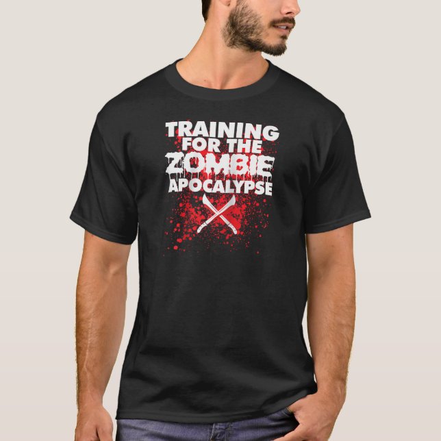 Utbildning för Zombie Apocalypse roligt Zombie Hu T Shirt (Framsida)