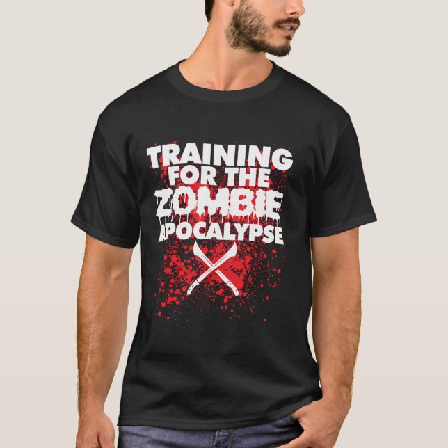 Utbildning för Zombie Apocalypse roligt Zombie Hu T Shirt (Framsida)