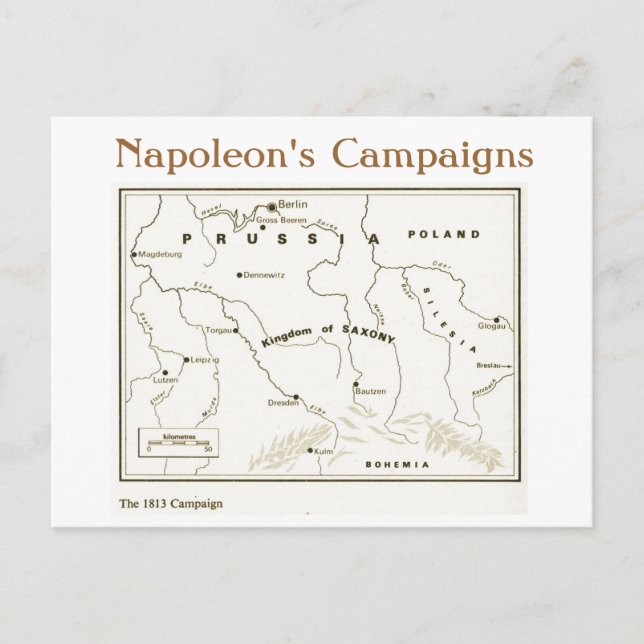 Utbildning, historia, Napoleon, 1813 Kampanj Vykort (Framsida)